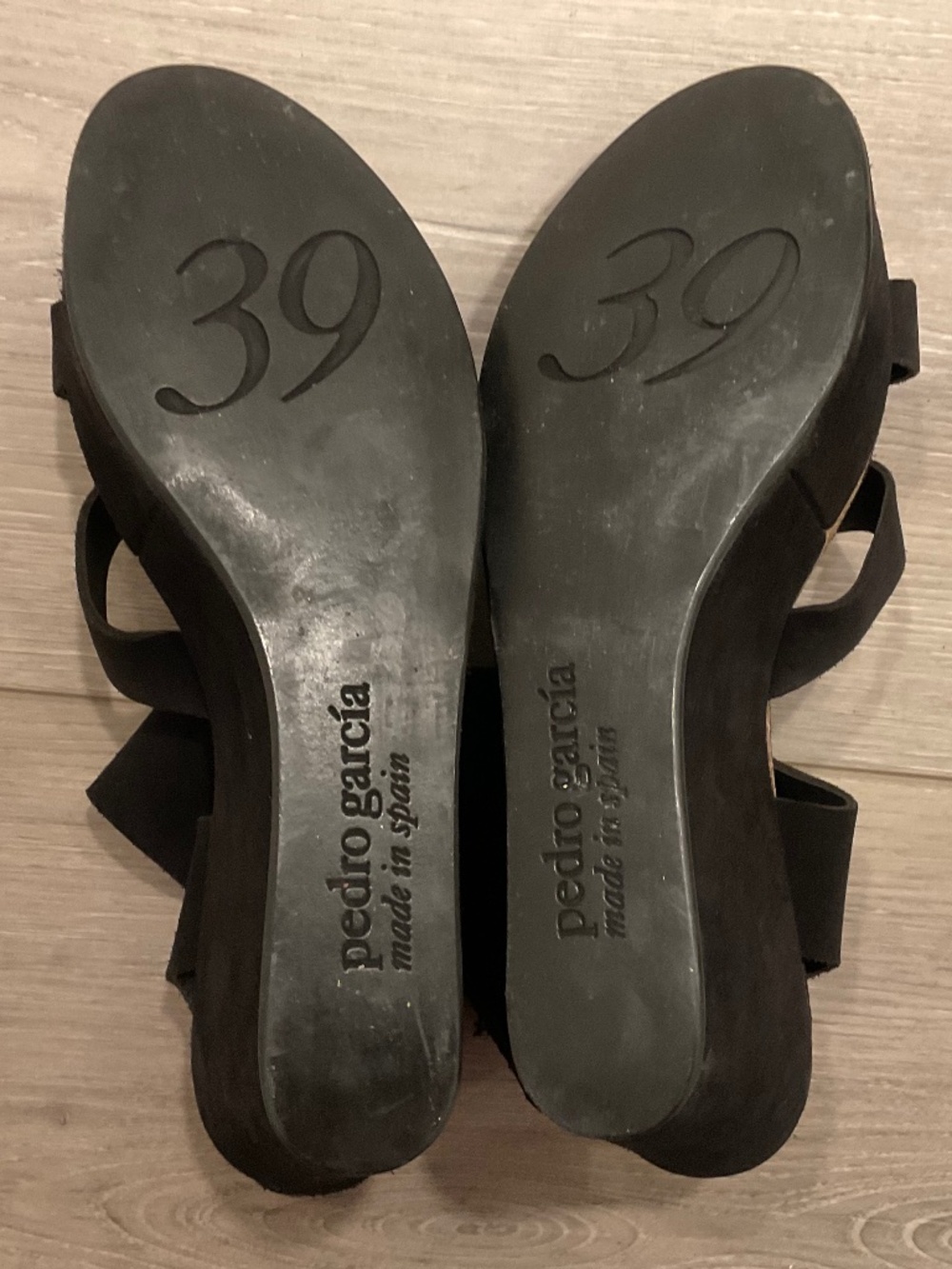 PEDRO GARCIA Wedge Platform Black Suede Sandals Size 9 EU 39 - Picture 7 of 12